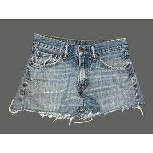 Y2K Levi’s 505 Denim Cut Off Jean Shorts Womens 28 Frayed Hem Distressed